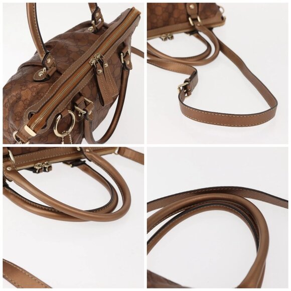 GUCCI GG Canvas Guccissima Bag Leather 2way Gold Metal brown 247902 Auth 121383 - Picture 15 of 16